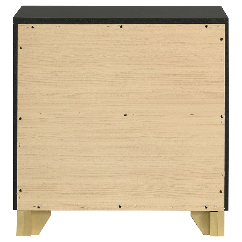 Pemberly Row 2-drawer Wood Nightstand Bedside Table Black and Gold