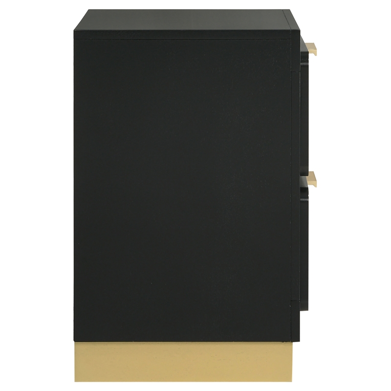 Pemberly Row 2-drawer Wood Nightstand Bedside Table Black and Gold