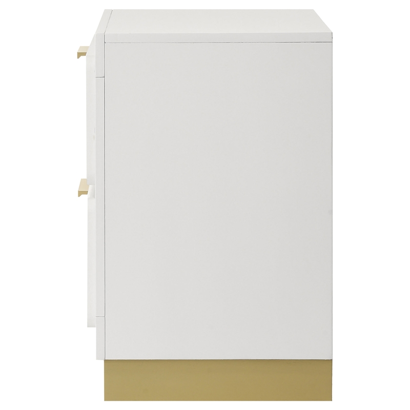 Pemberly Row 2-drawer Wood Nightstand Bedside Table White and Gold