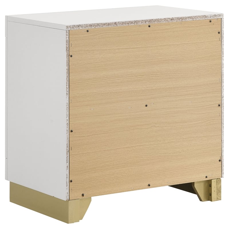 Pemberly Row 2-drawer Wood Nightstand Bedside Table White and Gold