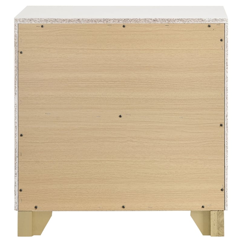 Pemberly Row 2-drawer Wood Nightstand Bedside Table White and Gold