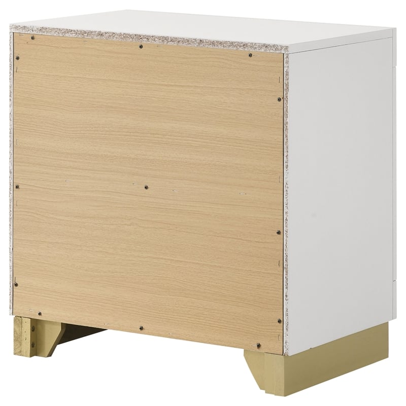 Pemberly Row 2-drawer Wood Nightstand Bedside Table White and Gold