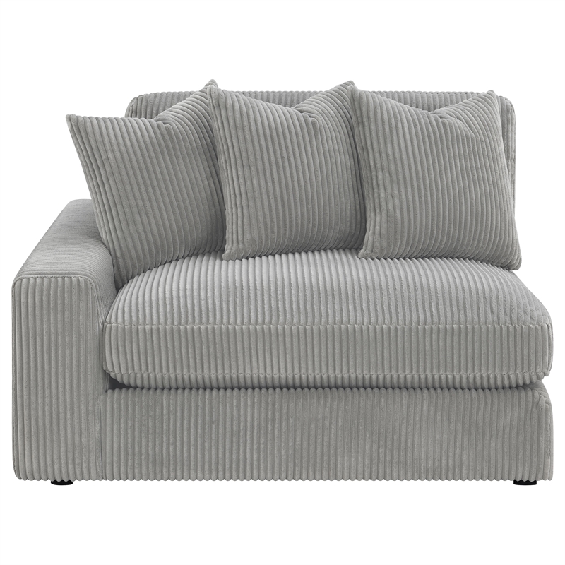 Pemberly Row Fabric Upholstered Reversible Sectional Sofa Set Gray
