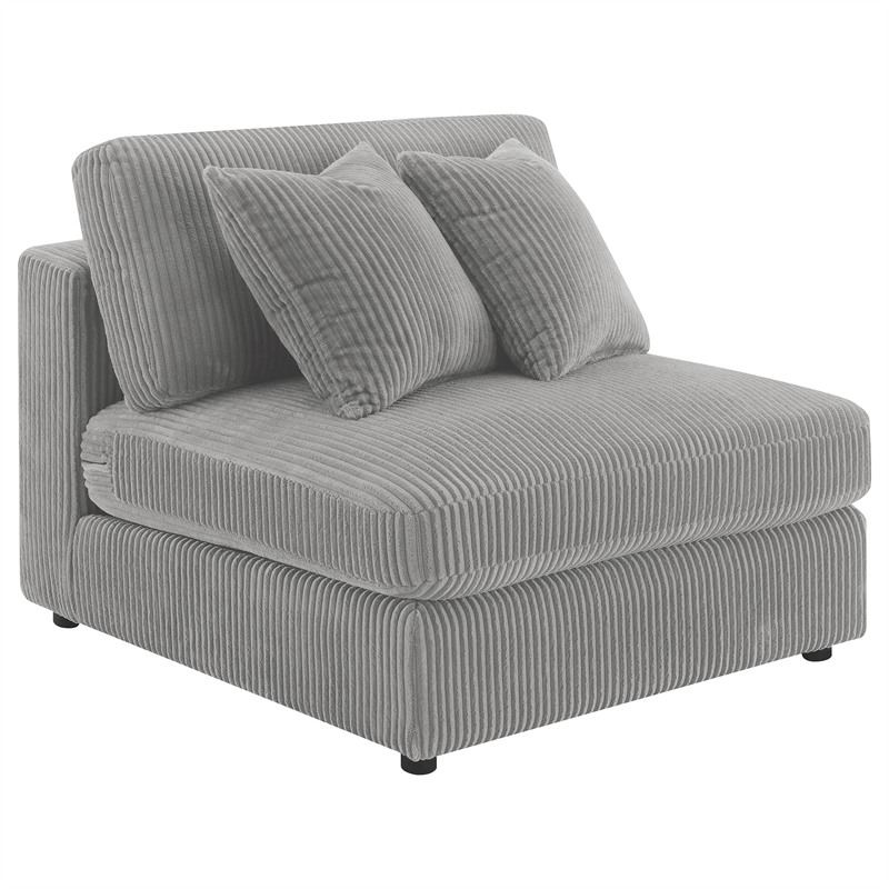 Pemberly Row Fabric Upholstered Reversible Sectional Sofa Set Gray