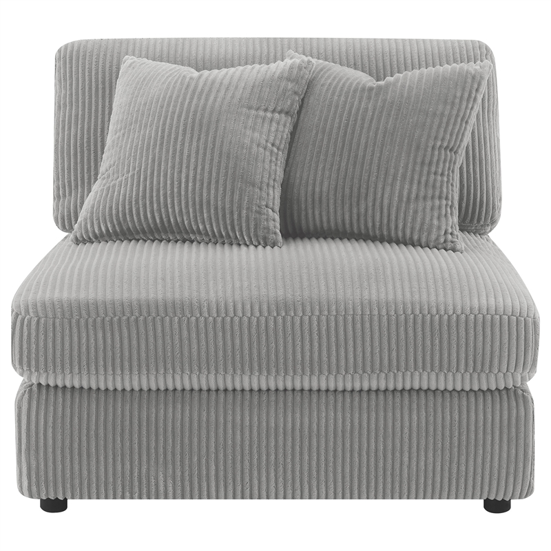 Pemberly Row Fabric Upholstered Reversible Sectional Sofa Set Gray