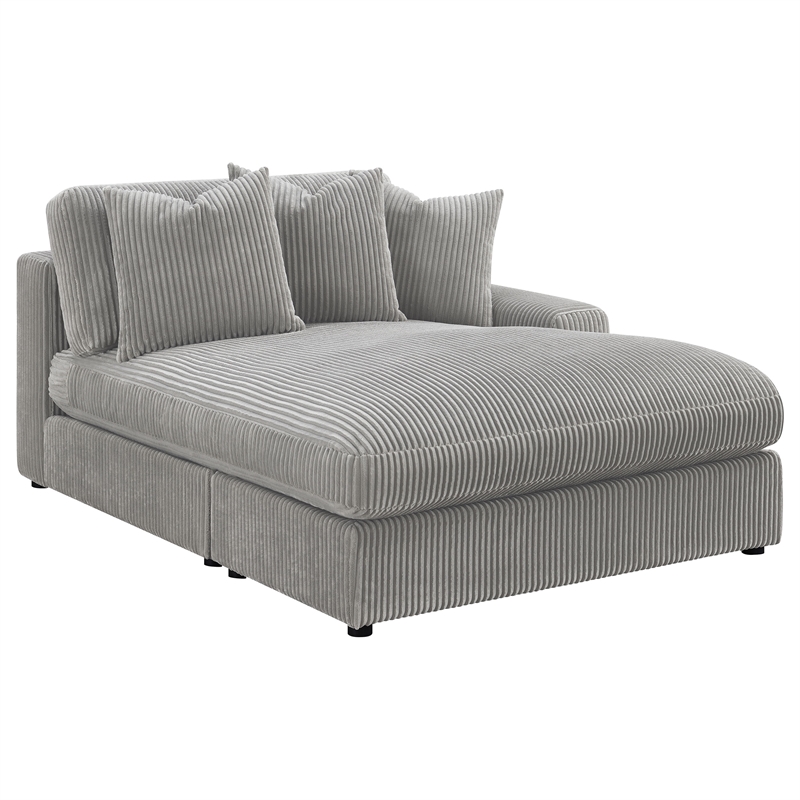 Pemberly Row Fabric Upholstered Reversible Sectional Sofa Set Gray