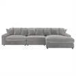 Pemberly Row Fabric Upholstered Reversible Sectional Sofa Set Gray