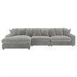 Pemberly Row Fabric Upholstered Reversible Sectional Sofa Set Gray
