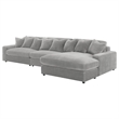 Pemberly Row Fabric Upholstered Reversible Sectional Sofa Set Gray