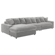 Pemberly Row Fabric Upholstered Reversible Sectional Sofa Set Gray