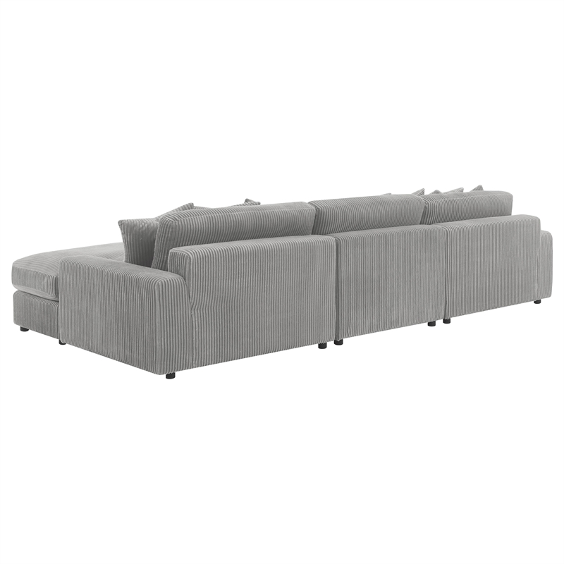 Pemberly Row Fabric Upholstered Reversible Sectional Sofa Set Gray