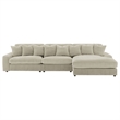 Pemberly Row Fabric Upholstered Reversible Sectional Sofa Set Sand