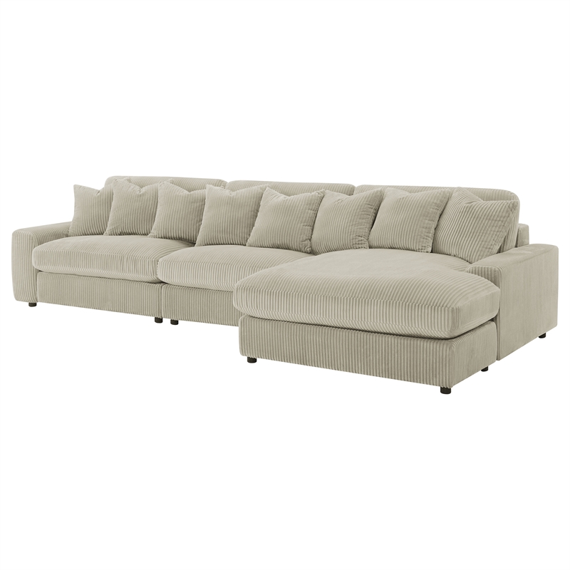 Pemberly Row Fabric Upholstered Reversible Sectional Sofa Set Sand