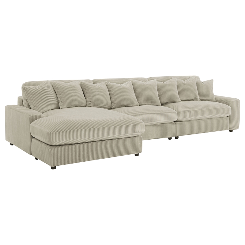 Pemberly Row Fabric Upholstered Reversible Sectional Sofa Set Sand