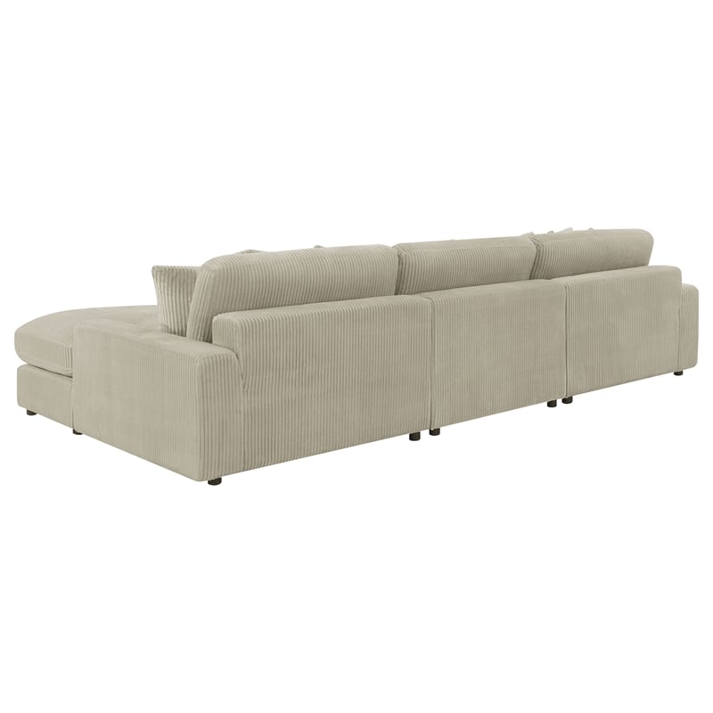 Pemberly Row Fabric Upholstered Reversible Sectional Sofa Set Sand