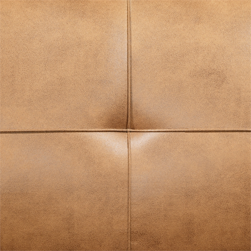Pemberly Row Faux Leather Tufted Convertible Sofa Bed Saddle Brown