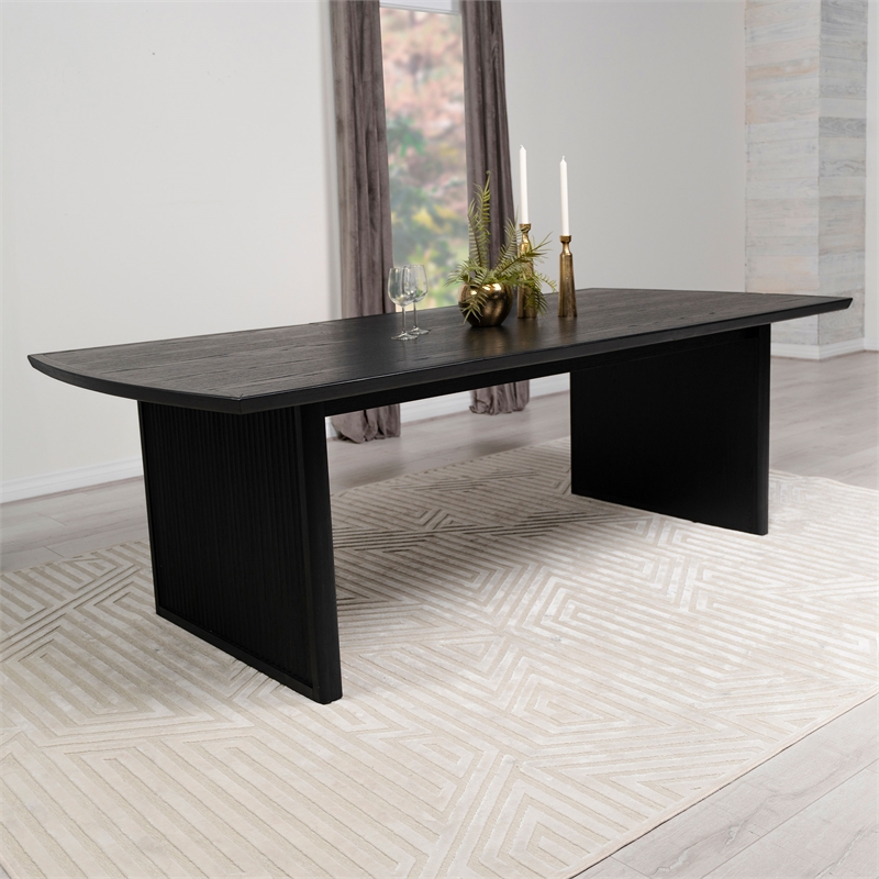 Pemberly Row Wood Dining Table with Removable Extension Leaf Black