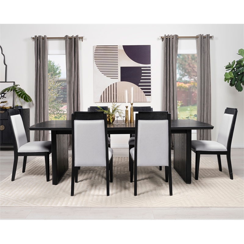 Pemberly Row Wood Dining Table with Removable Extension Leaf Black