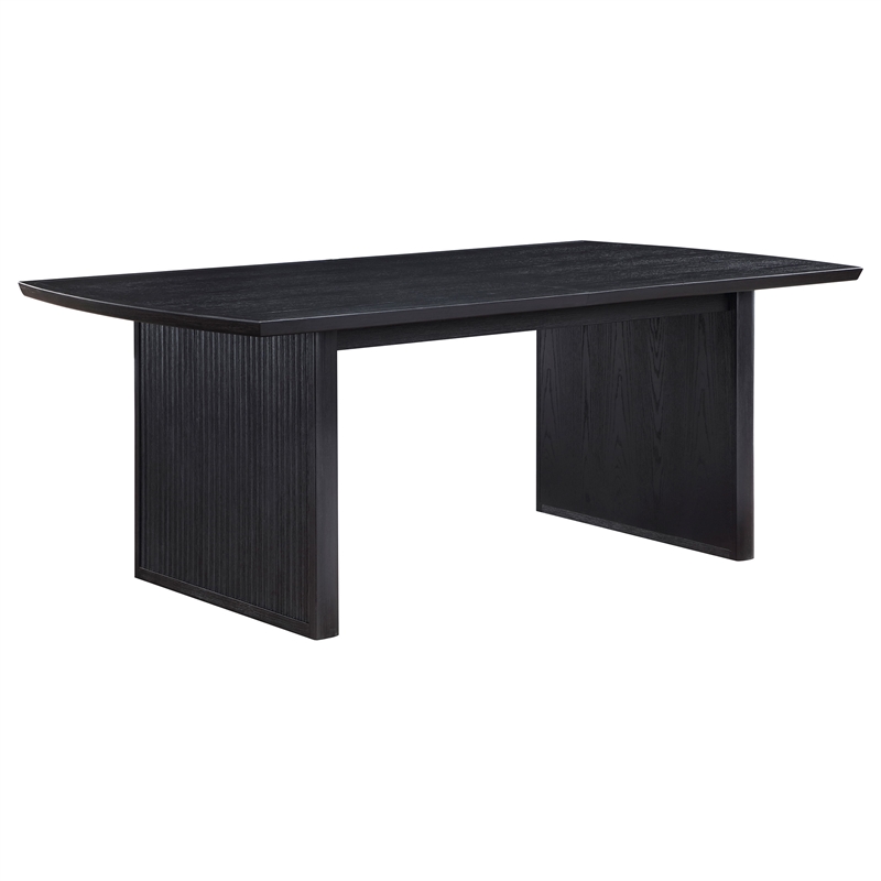 Pemberly Row Wood Dining Table with Removable Extension Leaf Black