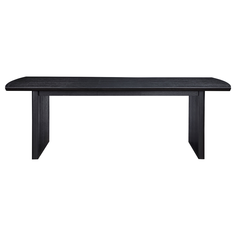 Pemberly Row Wood Dining Table with Removable Extension Leaf Black