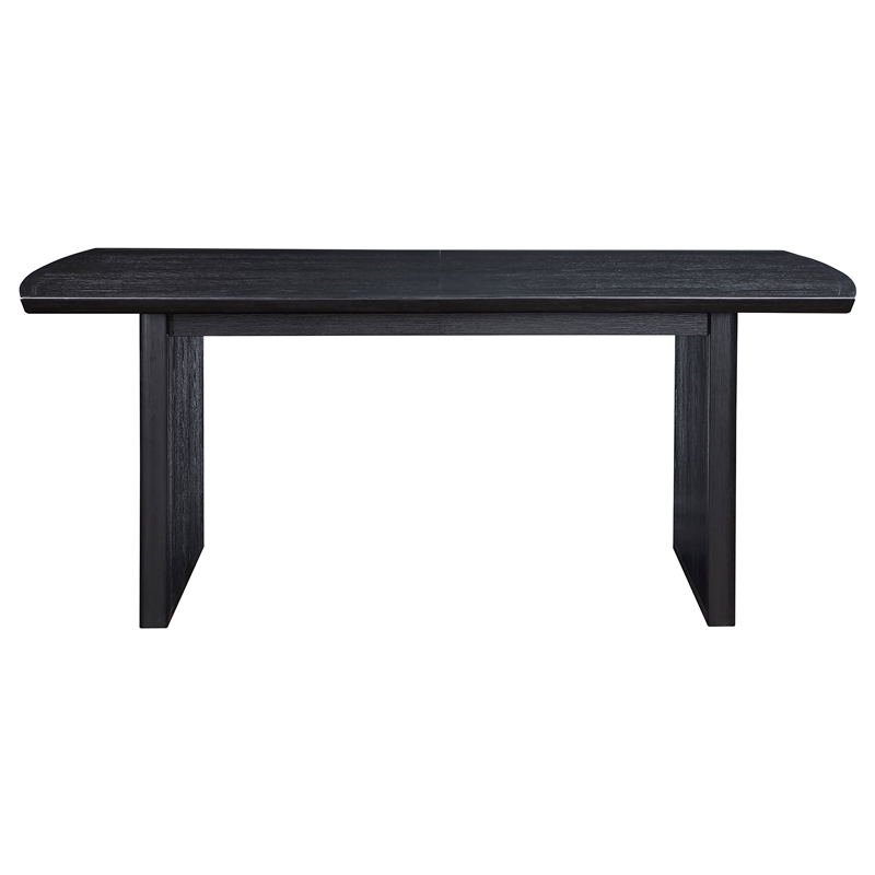 Pemberly Row Wood Dining Table with Removable Extension Leaf Black