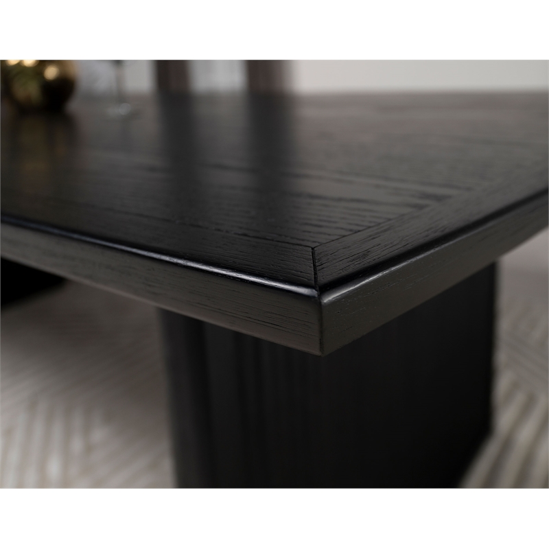 Pemberly Row Wood Dining Table with Removable Extension Leaf Black