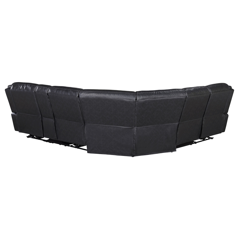 Pemberly Row Faux Leather Power Reclining Sectional Sofa Dark Gray