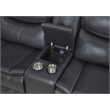 Pemberly Row Faux Leather Power Reclining Sectional Sofa Dark Gray