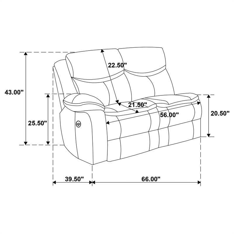 Pemberly Row Faux Leather Power Reclining Sectional Sofa Dark Gray