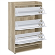 Pemberly Row 3-tier Wood Shoe Storage Cabinet Antique Pine and White