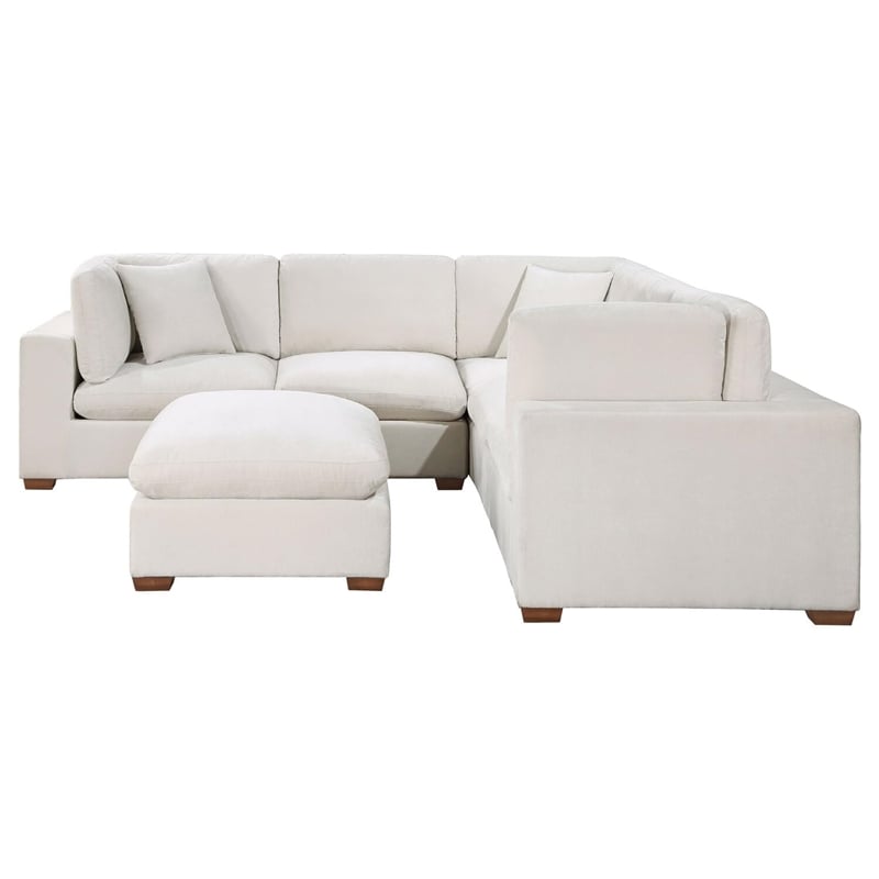 Pemberly Row 6-piece Fabric Upholstered Modular Sectional Sofa Ivory