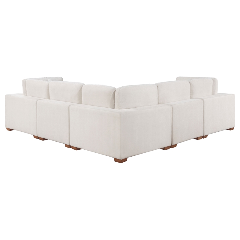 Pemberly Row 6-piece Velvet Upholstered Modular Sectional Sofa Ivory