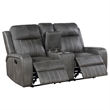 Pemberly Row Faux Leather Upholstered Motion Reclining Loveseat Gray