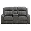 Pemberly Row Faux Leather Upholstered Motion Reclining Loveseat Gray