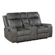 Pemberly Row Faux Leather Upholstered Motion Reclining Loveseat Gray