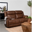 Pemberly Row Faux Leather Upholstered Padded Arm Loveseat Dark Brown