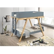 Pemberly Row Wood Twin Over Twin Bunk Bed Van Courtland Blue and Natural