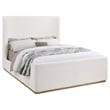Pemberly Row Fabric Upholstered Queen Wingback Platform Sleigh Bed Cream