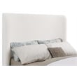 Pemberly Row Fabric Upholstered Queen Wingback Platform Sleigh Bed Cream