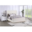 Pemberly Row Fabric Upholstered Queen Wingback Platform Sleigh Bed Cream