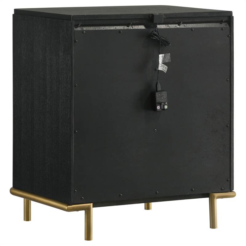 Pemberly Row 3-drawer Wood Nightstand Bedside Table with USB Outlet Black