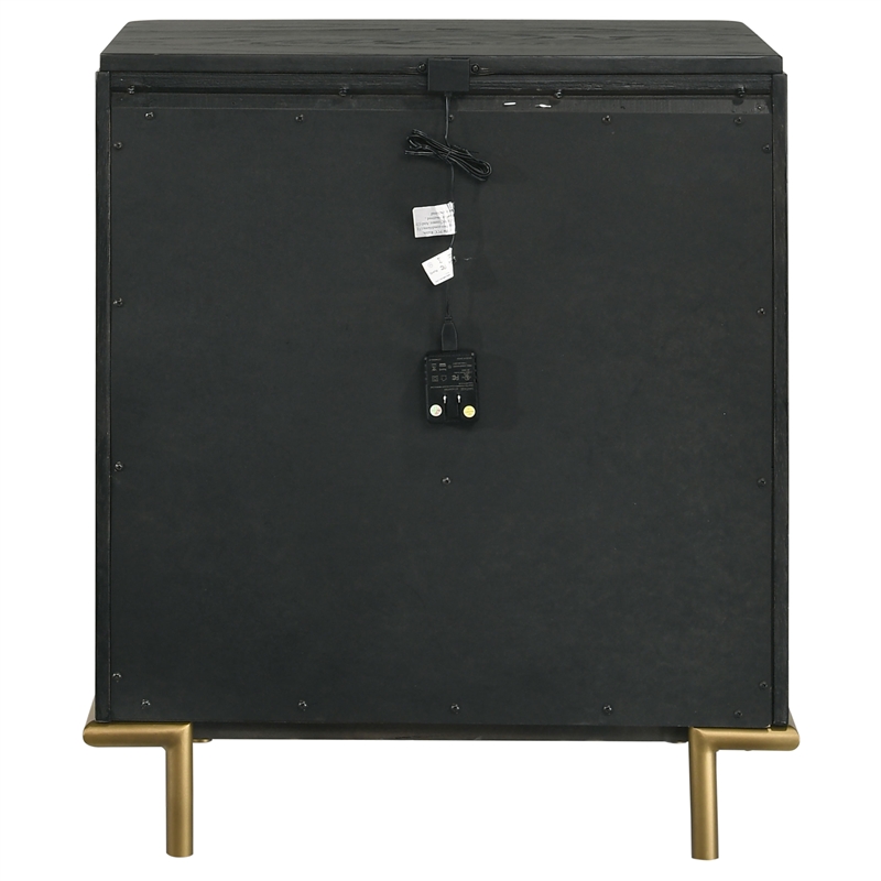 Pemberly Row 3-drawer Wood Nightstand Bedside Table with USB Outlet Black