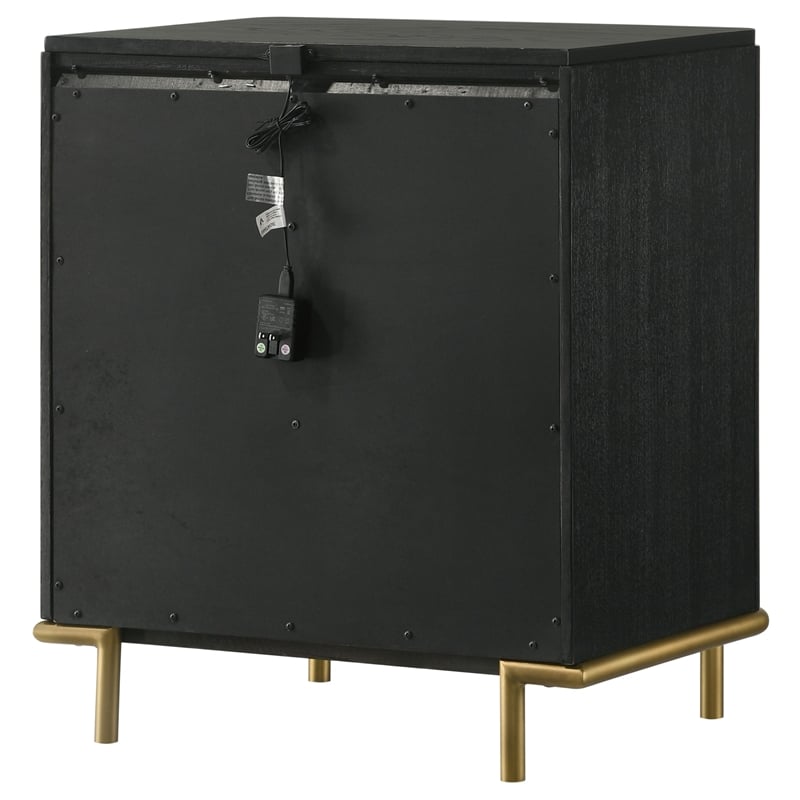 Pemberly Row 3-drawer Wood Nightstand Bedside Table with USB Outlet Black