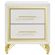 Pemberly Row Modern 2-drawer Wood Nightstand Bedside Table White and Gold
