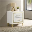 Pemberly Row Modern 2-drawer Wood Nightstand Bedside Table White and Gold