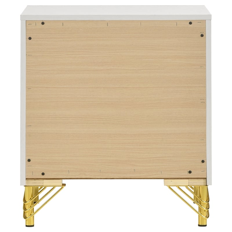 Pemberly Row Modern 2-drawer Wood Nightstand Bedside Table White and Gold