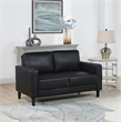 Pemberly Row Faux Leather Upholstered Track Arm Faux Leather Loveseat Black