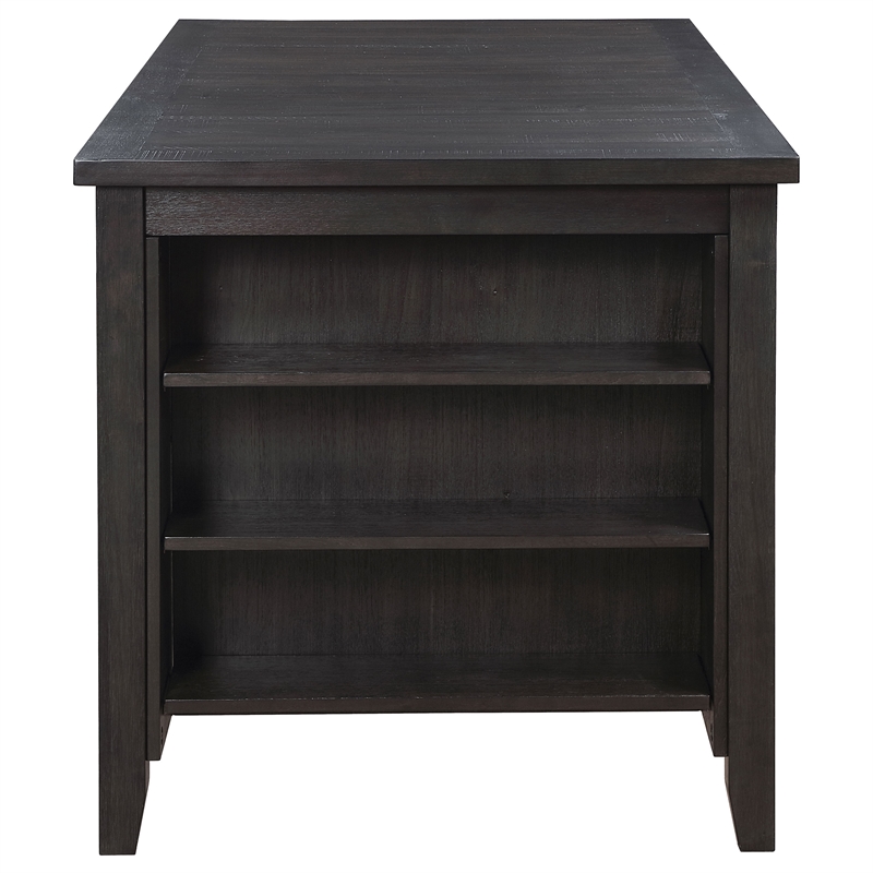 Pemberly Row Wood Counter Height Dining Table with Storage Shelves Dark Gray