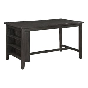 Pemberly Row Wood Counter Height Dining Table with Storage Shelves Dark Gray