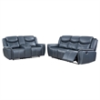 Pemberly Row 2-piece Faux Leather Upholstered Motion Reclining Sofa Set Blue